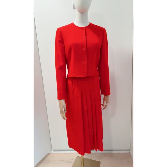 Vintage Pendleton Womens Wool Suit Skirt Set Red Size Small Ladylike Looks - Picture 2 of 11
